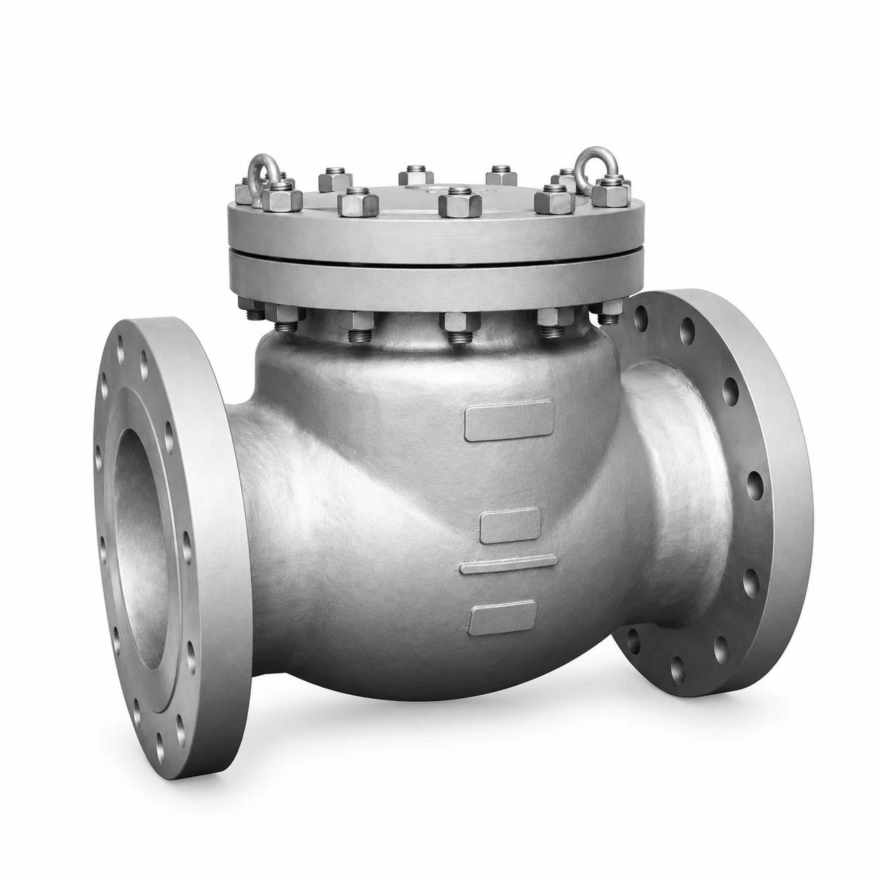Cast cryogenic check valve — reference-based product illustration, Butt weld (BW) · Flanged