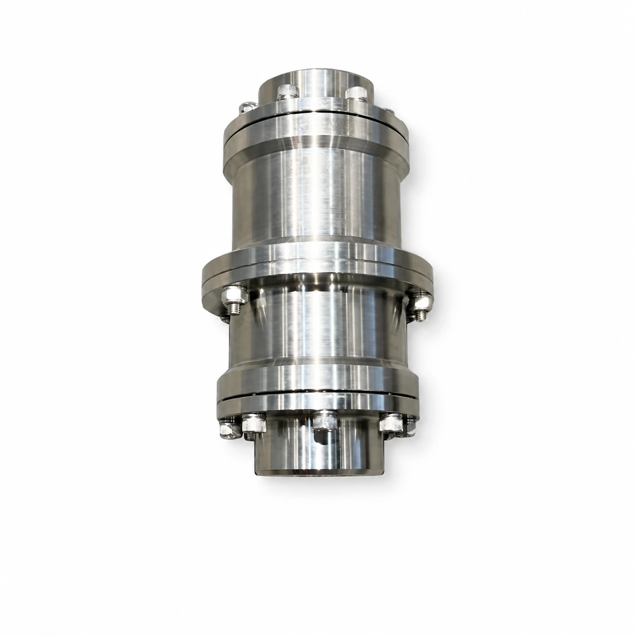 Cryogenic breakaway coupling — reference-based product illustration, Flanged · Quick coupling