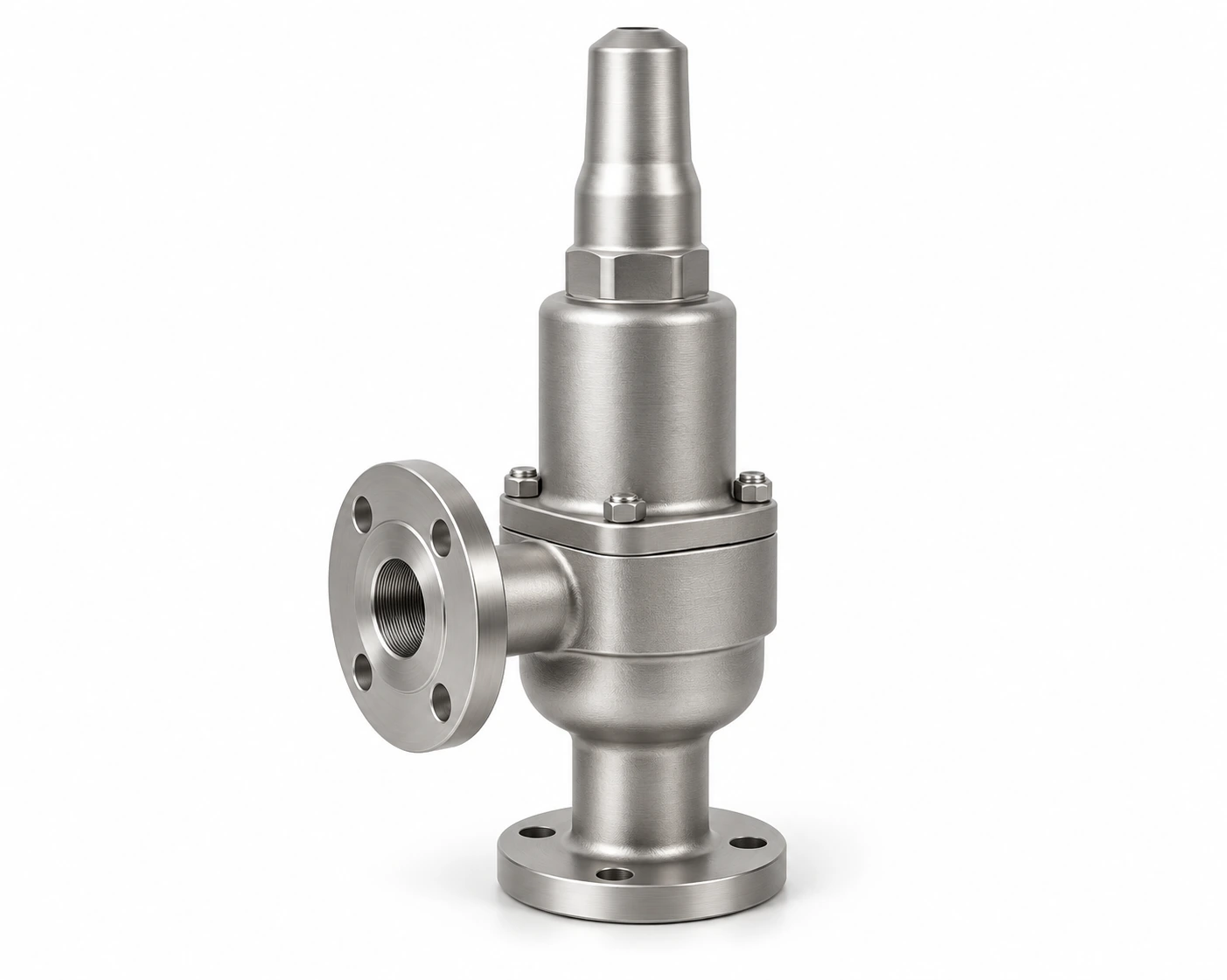 Cryogenic safety valve · Class 150 / PN40 flanges — reference-based product illustration, Flanged · Class 150 / PN40