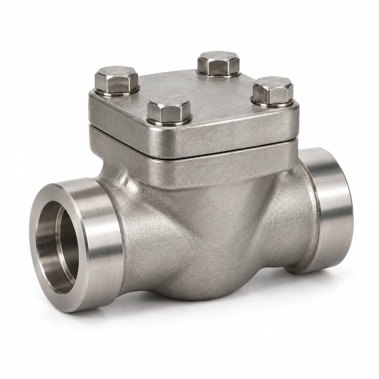 Forged cryogenic check valve - illustrative socket-weld body and bolted cap without an operator