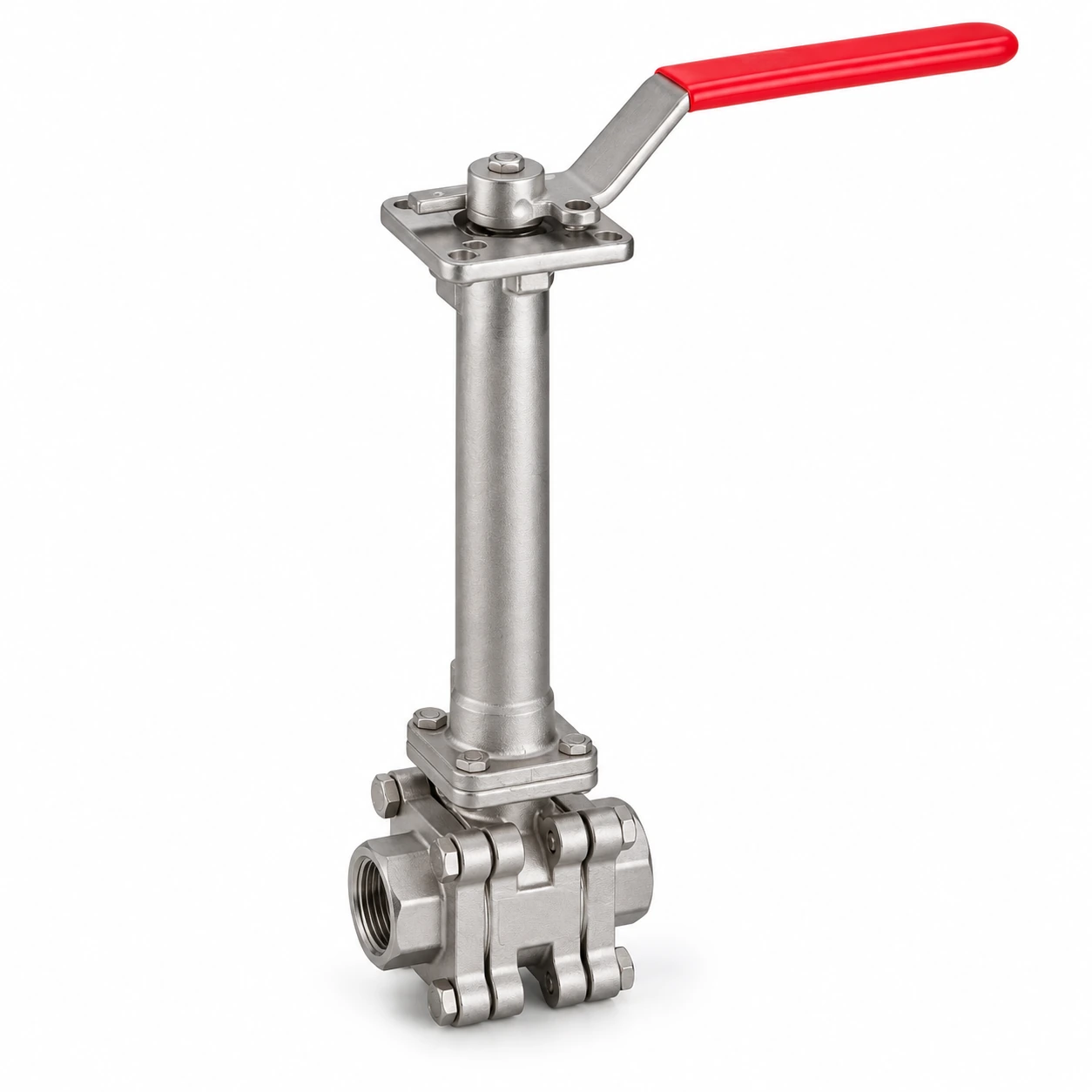 Long-stem cryogenic ball valve · PN40 · BSP/NPT — reference-based product illustration, BSP / NPT threaded