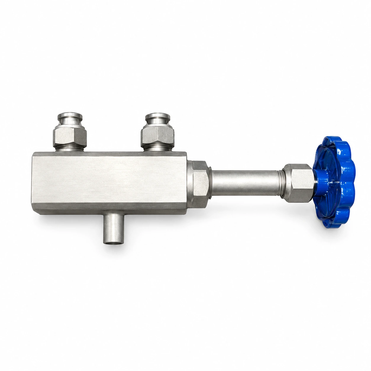 Three-way globe valve — reference-based product illustration, Butt weld (BW)